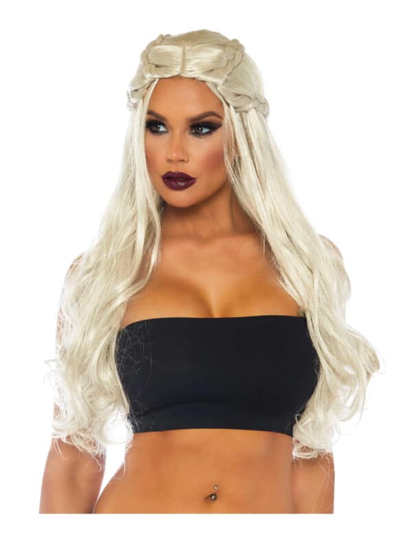 Fantasy-Perrücke Drachenkönigin Mittelalter-Perücke weiss-blond