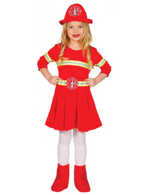 Feuerwehrfrau-Kinderkostüm Uniform rot