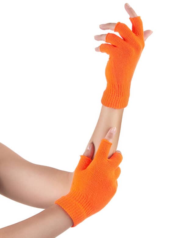 Fingerlose Armstulpen Handschuhe neonorange