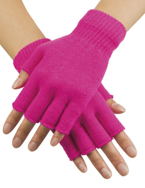 Fingerlose Armstulpen Handschuhe neonpink