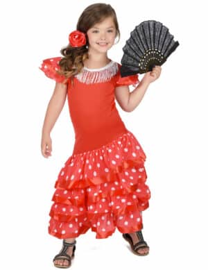 Flamenco-Tänzerin Spanierin Länderkostüm für Kinder rot-weiss