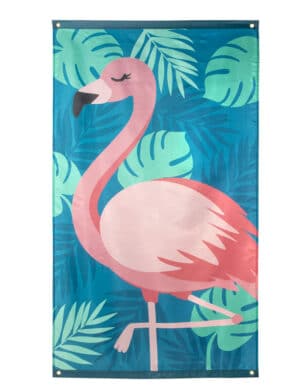 Flamingo-Flagge Tropical Partydeko blau-rosa 150x90 cm