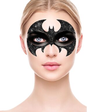 Fledermaus-Tattoo selbstklebend Make-Up Kostümaccessoire schwarz-glitzer