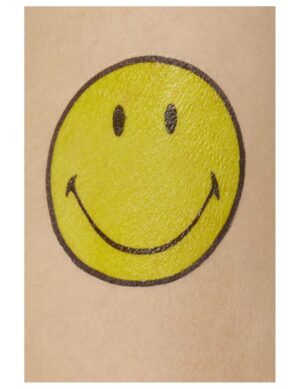 Fröhliche Smiley-Tattoos schwarz-gelb 9 Stück