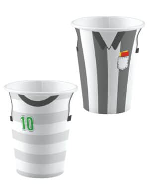 Fussball-Trinkbecher Tischdekoration 8 Stück grau-weiss 250 ml