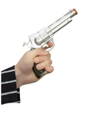 Gangster Revolver silber-schwarz 18cm