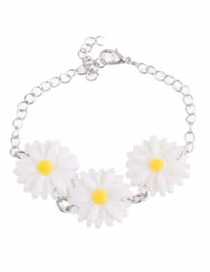 Gänseblümchen-Armband Kostümaccessoire silber-weiss-gelb