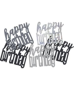 Geburtstags-Konfetti Happy Birthday schwarz-silber 14g