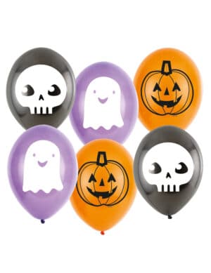 Geist-Luftballons Halloween-Partydeko 6 Stück violett-weiss 23 cm