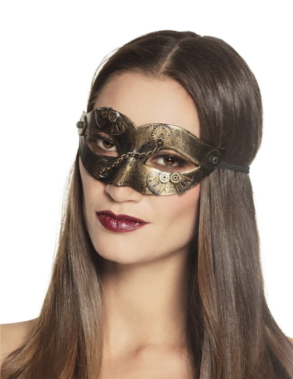 Glänzende Steampunk-Augenmaske gold