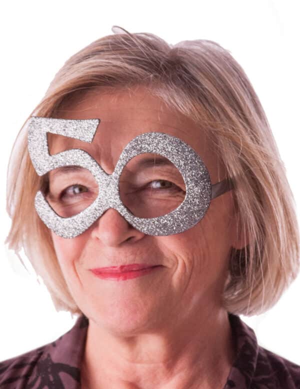 Glitzerbrille 50 Jahre silbern