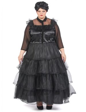 Gothic-Kleid für Damen Plus Size schwarz