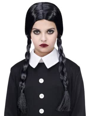 Gothic-Mädchenperücke für Damen Halloween-Accessoire schwarz