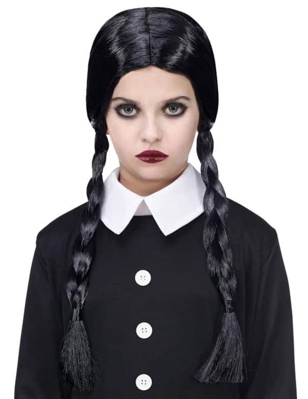 Gothic-Mädchenperücke für Damen Halloween-Accessoire schwarz