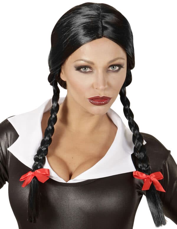 Gothic-Perücke für Damen Halloween-Perücke schwarz-rot