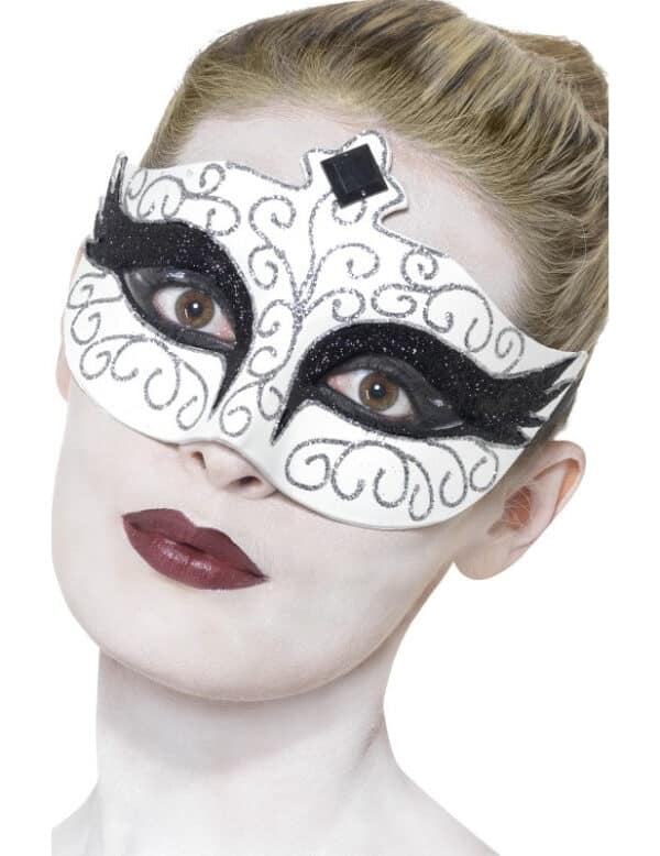 Gothic Schwan Augenmaske schwarz-weiss