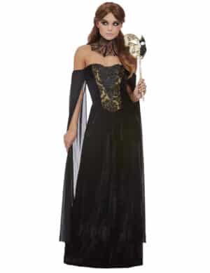 Gräfin-Gothic-Kostüm für Damen Halloween-Kostüm schwarz-gold