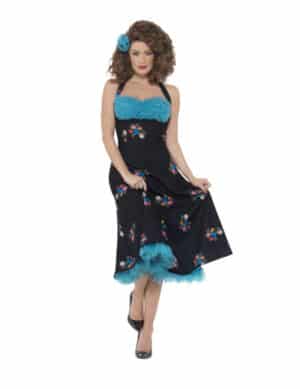 Grease-Kostüm Cha Cha DiGregorio 50er-Kleid für Damen schwarz-blau