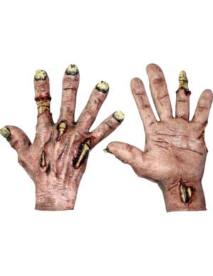 Grusel Zombie Handschuhe für Erwachsene Halloween hautfarben-gelb