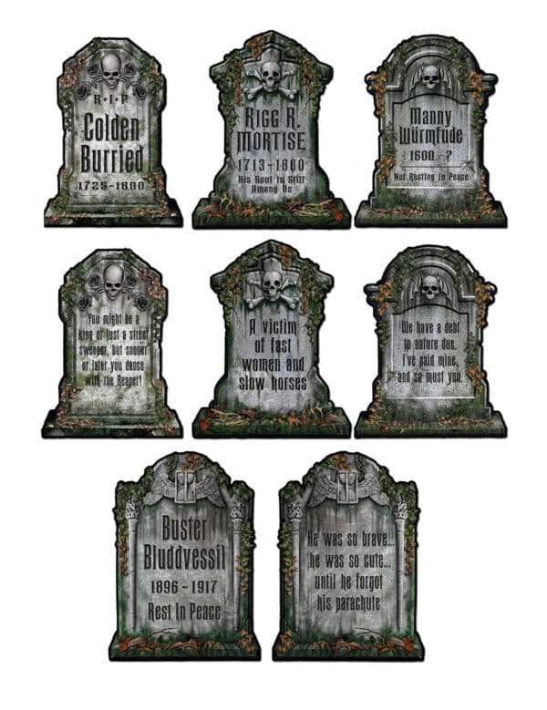 Gruselige Friedhof Grabsteine Skelett Halloween Party-Deko Set grau 30x41cm 4 Stück