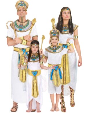 Ägypter-Familienkostüm Karneval weiss-blau-gold