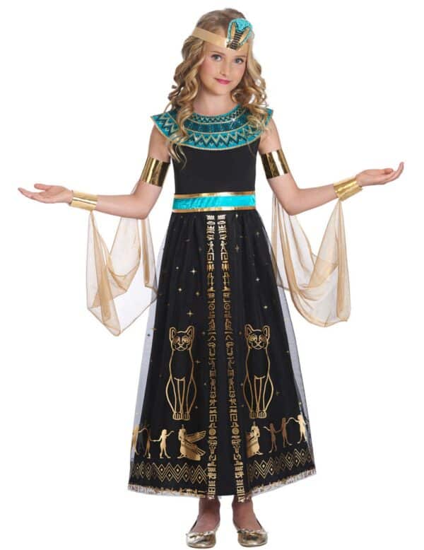 Ägypterin-Kostüm für Mädchen Ägypter-Kleid mit Ornamenten schwarz-gold-türkis