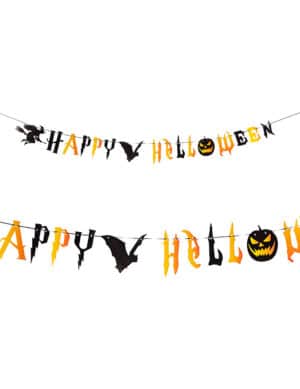 Halloween-Girlande mit Hexe und Fledermaus Halloween-Partydeko schwarz-orange 250 cm