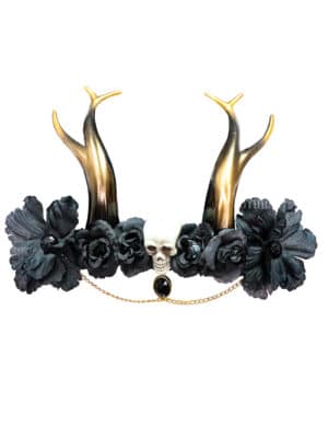 Halloween-Haarschmuck mit Hörnern schwarz-gold