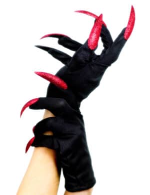 Halloween Handschuhe mit Krallen schwarz-rot