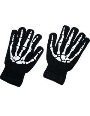 Halloween Kostümaccessoire Skelett-Handschuheschwarz-weiss