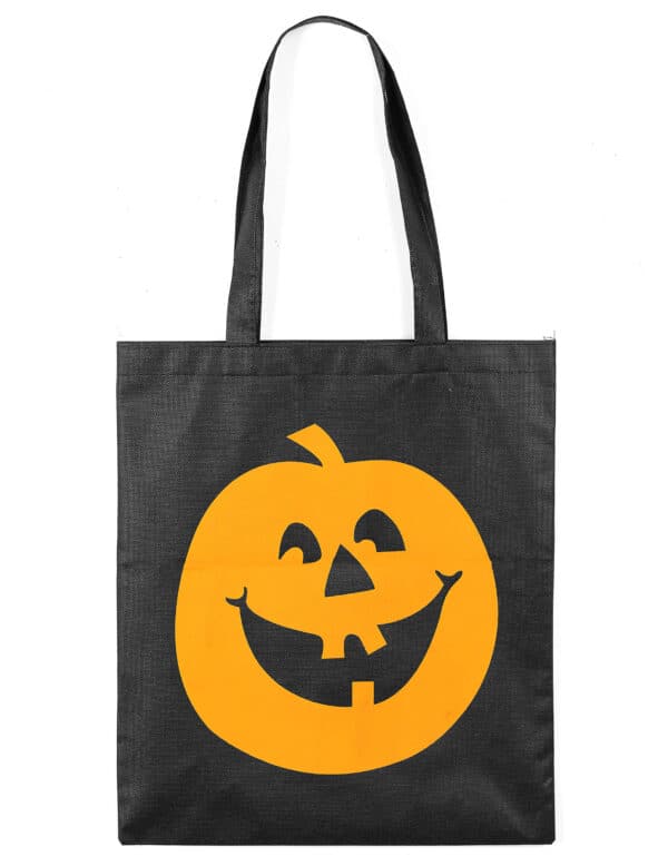 Halloween Kürbis-Bonbonsäckchen orange-schwarz 30x38cm