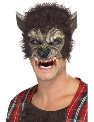 Halloween- Maske Werwolf Kostümaccessoire braun-beige-rot