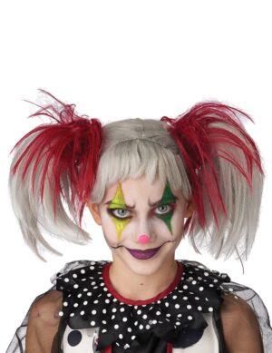 Halloween-Perücke für Kinder Clown weiss-rot