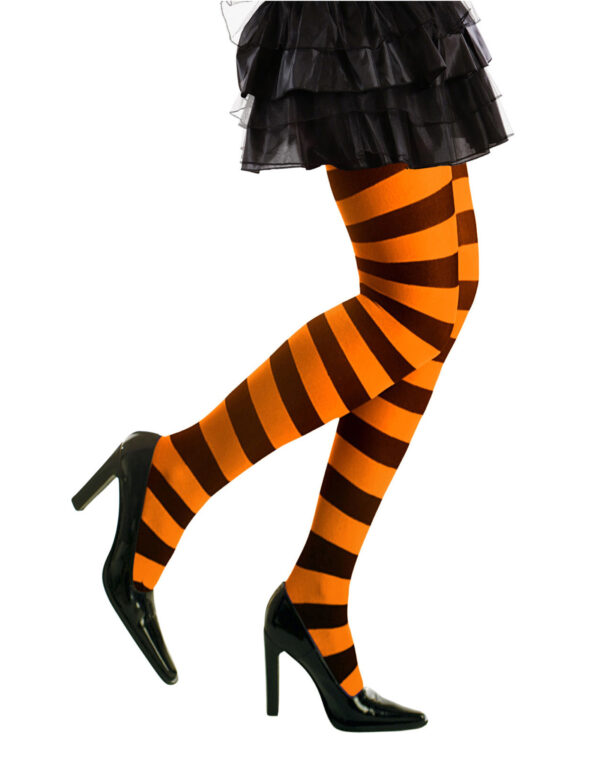 Halloween Ringelstrumpfhose orange-schwarz