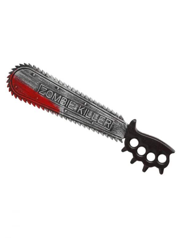 Halloween-Säge Halloween-Waffe Zombie Killer silber-schwarz-rot 50 cm