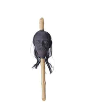 Halloween-Zepter mit aufgespiesstem Kopf Voodoo-Zepter beige-braun 50cm