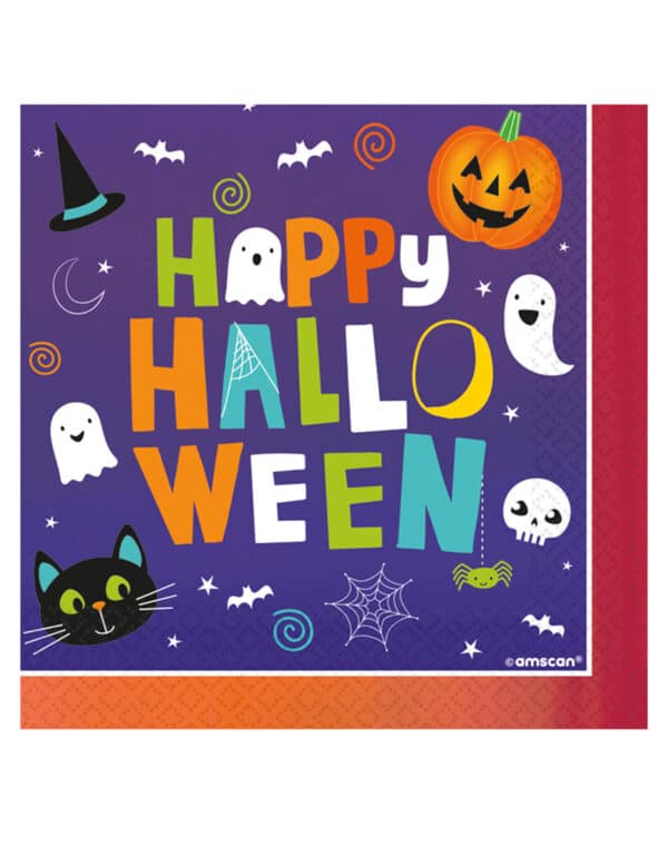 Happy Halloween-Servietten Partydeko 16 Stück bunt 33x33 cm