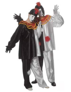 Harlekin Kostüm Pierrot schwarz-weiss-rot