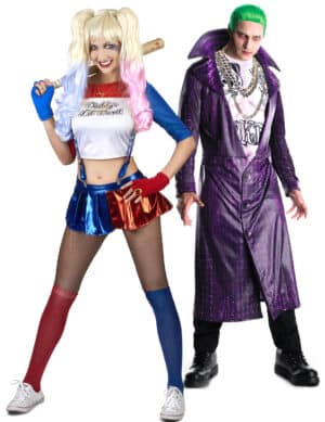 Harlekin und Joker-Paarkostüm Fasching bunt