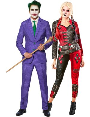 Harley Quinn und Joker-Paarkostüm Suicide Squad 2 Suitmeister schwarz-rot-lila-grün