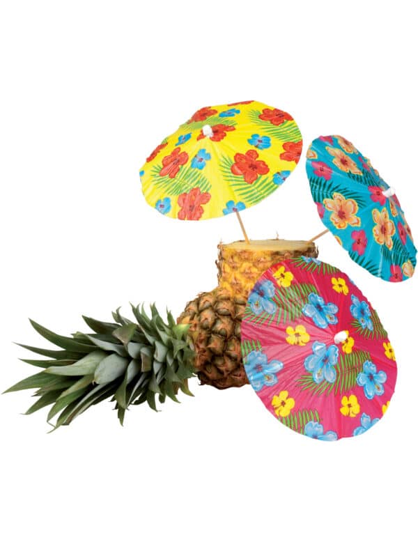 Hawaii Cocktail-Schirmchen Party-Deko 6 Stück bunt 18cm