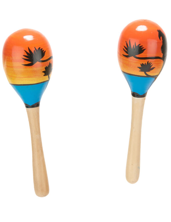 Hawaii-Rasseln Maracas-Holzrasseln orange-blau-schwarz