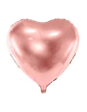 Herzförmiger Aluminiumballon rosafarben 45 cm