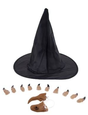 Hexen-Accessoire-Set für Damen Halloween-Accessoire schwarz-beige