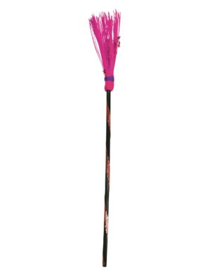 Hexen-Besen Halloween-Accessoire pink-braun 95 cm