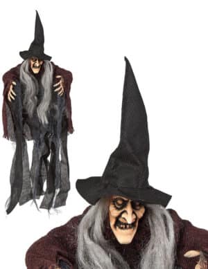 Hexen-Figur zum Aufhängen Halloween-Dekoration schwarz-braun-grau 50cm