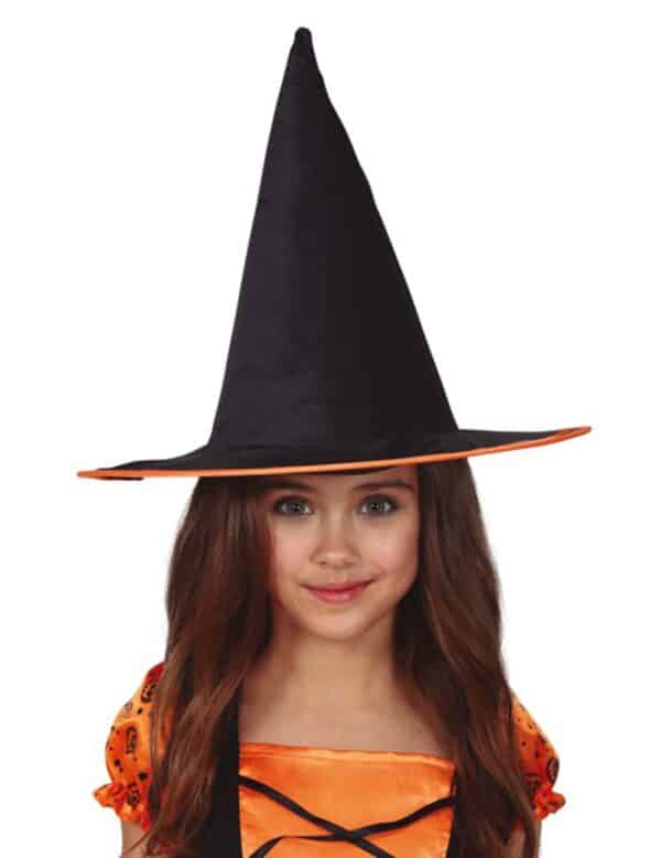 Hexen-Hut für Kinder Halloween-Accessoire schwarz-orange