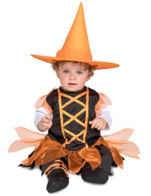 Hexenkostüm für Babys Halloweenkostüm schwarz-orange