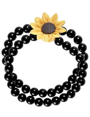 Hippi-Armband Sonnenblumen-Arband Karnevals-Accessoire schwarz-gelb