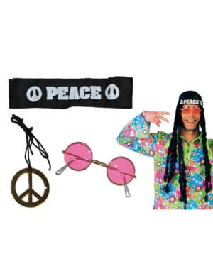 Hippie-Accessoire-Set Hippiekostüm-Zubehör 3-teilig bunt